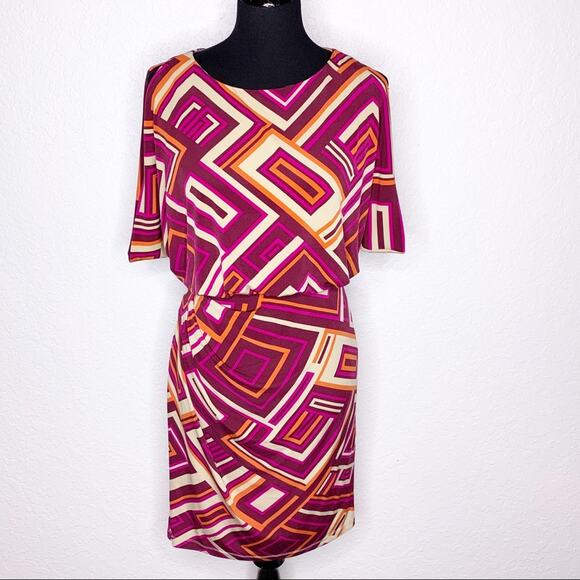 Eliza J purple orange tan geometric dress size 6 - Picture 1 of 15
